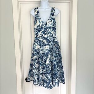 Vera Wang Eyelet Floral Midi Dress Size 10